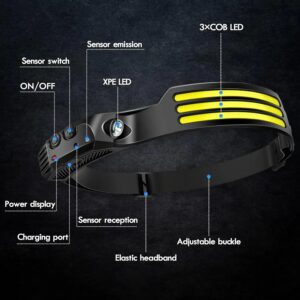 COB LED Headlamp Induction Head Lamp Outdoor Camping Fishing Sensor Headlight_5