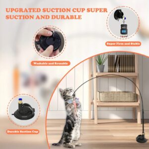Long Suction Cup Pole Interactive Bell and Feather Wand Cat Teaser Toy_3