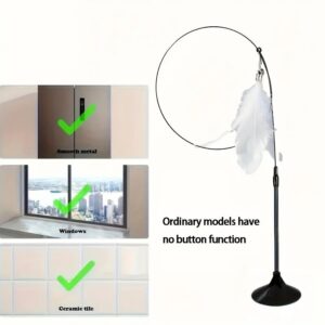 Long Suction Cup Pole Interactive Bell and Feather Wand Cat Teaser Toy_9