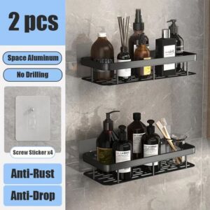 No Drill Wall Mounted Shower Corner Rack Bathroom Kitchen Accessories_9