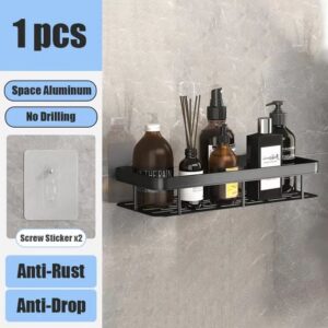No Drill Wall Mounted Shower Corner Rack Bathroom Kitchen Accessories_8
