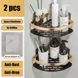 No Drill Wall Mounted Shower Corner Rack Bathroom Kitchen Accessories_7