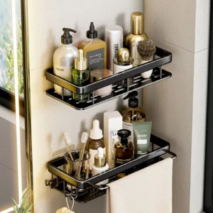 No Drill Wall Mounted Shower Corner Rack Bathroom Kitchen Accessories_1