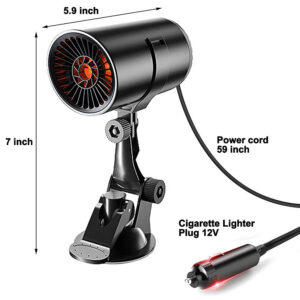 2 IN 1 Portable 12V Fast Car Heater Windshield Defogger and Defroster with Suction Holder Cigarette Lighter Plugged-In_4